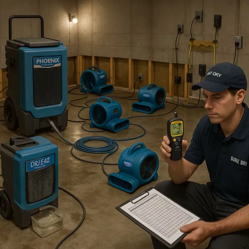 Structural Drying and Dehumidification process in Phoenix Lake, CA